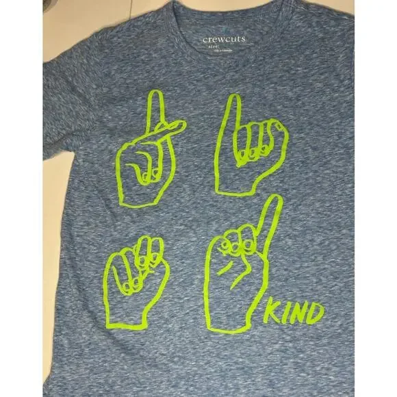 Crewcuts "Kind" Sign Language Shirt - Boy's Size Medium - Picture 4 of 4